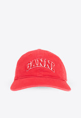GANNI Logo Patch Baseball Cap Red A6903 5951-403