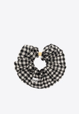 GANNI Gingham Check Hair Scrunchie Black A6843 6965-004