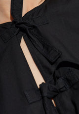 GANNI Peplum Tie Blouse Black F7364 6479-099