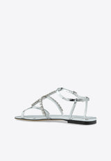 Gwyn Metallic Leather Flat Sandals
