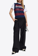 Intarsia Knit Logo Striped Knit Vest