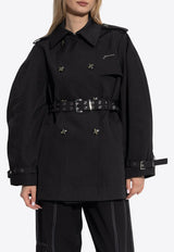 Double-Breasted Belted Short Trench Coat