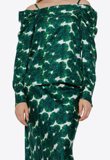 Ustica Off-Shoulder Printed Silk Blouse