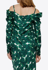 Ustica Off-Shoulder Printed Silk Blouse