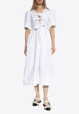 GANNI Short-Sleeved Midi Dress White W1115 6977-151