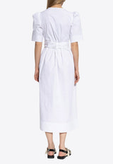 GANNI Short-Sleeved Midi Dress White W1115 6977-151