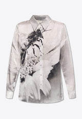Honeybee and Daisy Print Long-Sleeved Shirt
