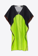 Colorblocked Silk Midi Kaftan Dress