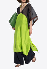 Colorblocked Silk Midi Kaftan Dress