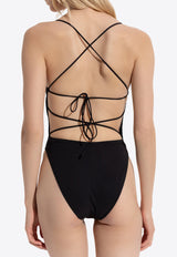 One-Piece Swimsuit with Tie-Up Straps