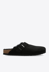 Birkenstock Boston Suede and Shearling Mules 259883 M-BLACK