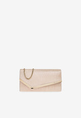 Jimmy Choo Emmie Metallic Leather Clutch Bag EMMIE HRK-SOFT GOLD LIGHT GOLD
