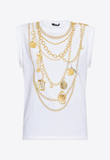 Balmain Trompe-L'œil-Style Collier-Print Top