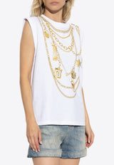 Balmain Trompe-L'œil-Style Collier-Print Top