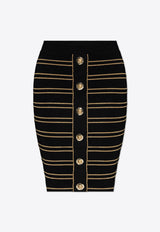 Balmain Striped Pencil Skirt with Lurex Thread