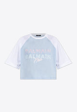 Balmain Logo Print Loose Cropped T-shirt
