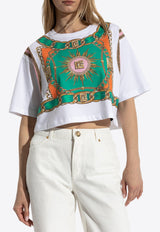 Balmain Foulard Print Cropped T-shirt