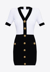 Balmain Two-Tone Cable-Knit Mini Dress
