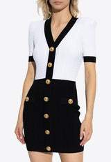 Balmain Two-Tone Cable-Knit Mini Dress