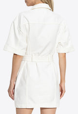 Balmain Lace-Up Mini Canvas Dress