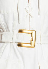 Balmain Lace-Up Mini Canvas Dress