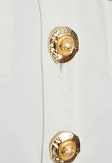 Balmain Cropped Denim Jacket with Decorative-Buttons
