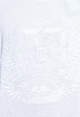 Balmain Emblem Embroidered Linen T-shirt