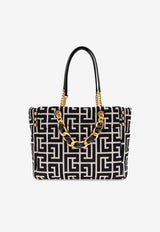Balmain 1945 Soft PB Labyrinthe Jacquard Canvas Tote Bag FN1FF827 TJXN-GFE