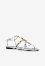 Jimmy Choo Gwyn Metallic Leather Daisy Sandals