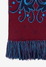 Paisley Pattern Fringed Wool Scarf