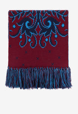 Paisley Pattern Fringed Wool Scarf