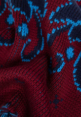 Paisley Pattern Fringed Wool Scarf