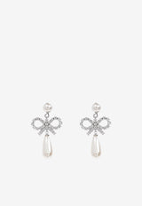 Self-Portrait Bow Tiered Pearl Earrings PF25-614E-P 0-PEARL