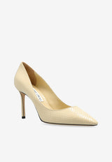 Romy 85 Elaphe Print Leather Pumps