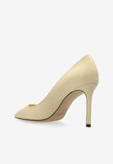 Romy 85 Elaphe Print Leather Pumps