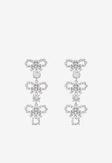 Self-Portrait Micro Bow and Crystals Drop Earrings PF25-612E-SL 0-SILVER