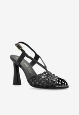 Etro 90 Woven Leather Slingback Sandals