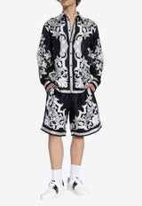 Versace Architectural Baroque Print Silk Shorts