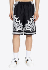 Versace Architectural Baroque Print Silk Shorts
