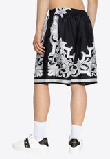 Versace Architectural Baroque Print Silk Shorts
