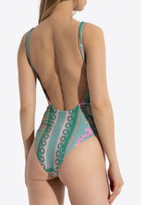 Versace Underwater Barocco Open-Back One-Piece Swimsuit