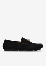 Versace Medusa Plaque Suede Loafers