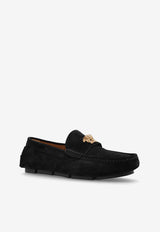 Versace Medusa Plaque Suede Loafers