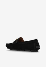 Versace Medusa Plaque Suede Loafers