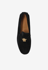 Versace Medusa Plaque Suede Loafers