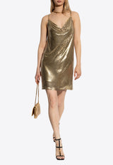 Versace Metal Mesh Cowl Neck Mini Dress