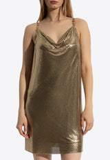 Versace Metal Mesh Cowl Neck Mini Dress