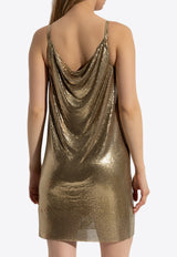 Versace Metal Mesh Cowl Neck Mini Dress