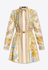 Versace Underwater Barocco Silk Mini Shirt Dress