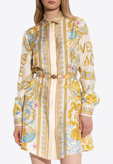Versace Underwater Barocco Silk Mini Shirt Dress